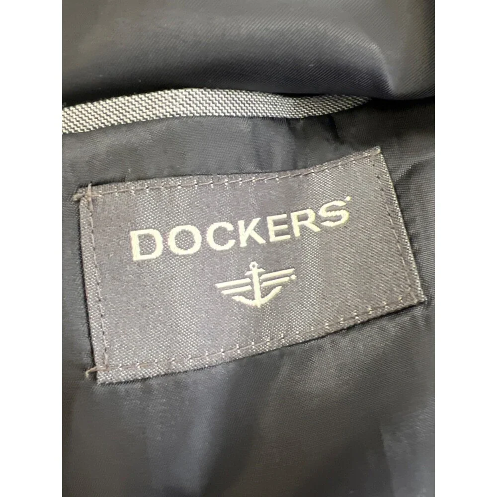 Dockers Men's Gray Crosshatch Two Button Button Up Blazer Jacket - 42R